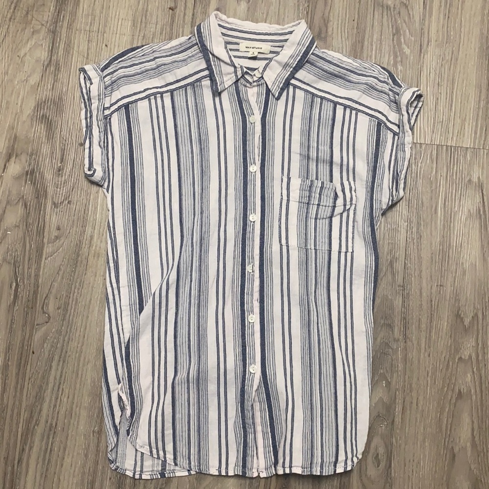 Blue and white button up